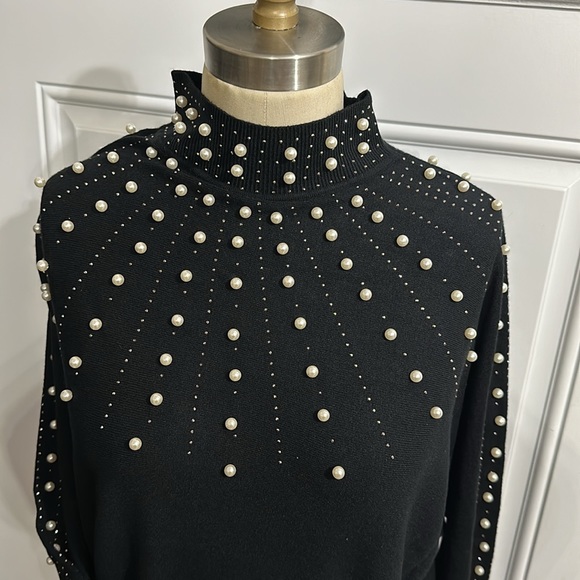 🌺🌺NWT LIV PEARL BLACK SWEATER SIZE L - Picture 9 of 10